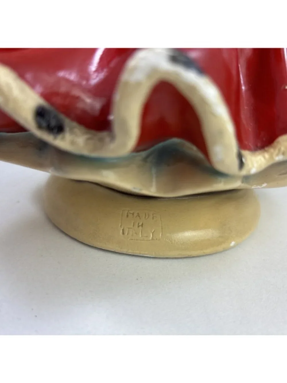 Vintage Red Hooded Girl Depositato Italy Chalkware Figure